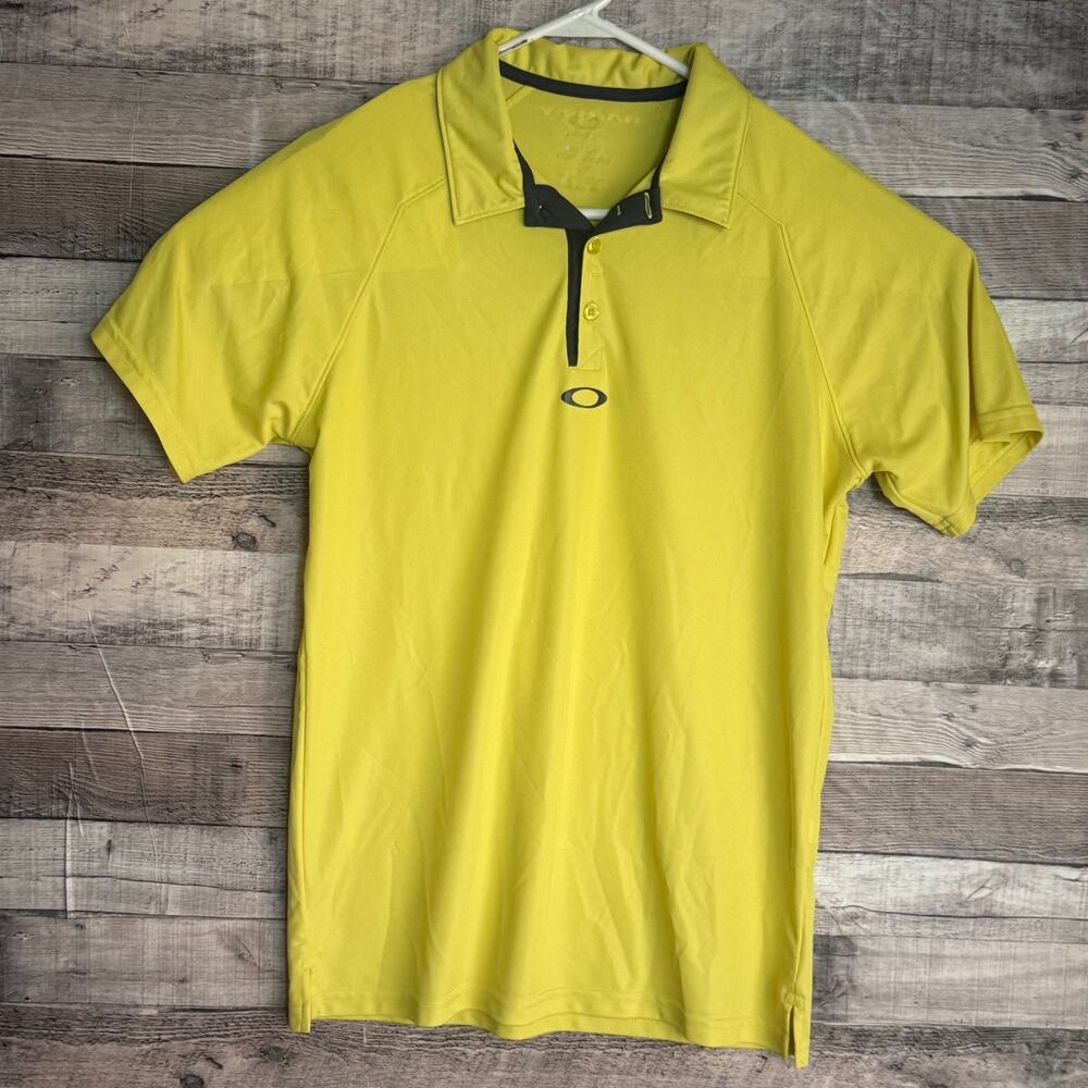 Oakley Mens Hydrolix Polo Shirt Small Yellow Classic Performance Preppy Golf